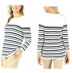 SWEATER WEATHER Karen Scott Lace-Up Cotton Knit